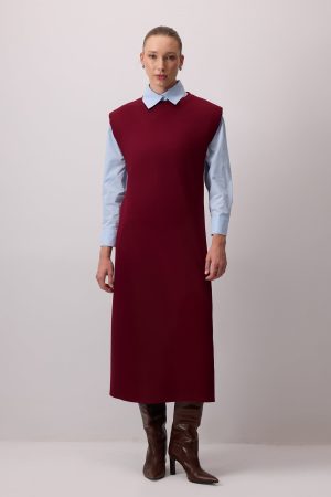 CREW NECK PADDED DRESS