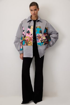 ZIPPERED SATIN BOMBER JACKET