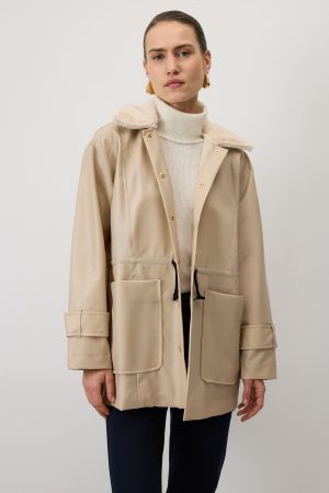 FUR COLLAR LEATHER JACKET