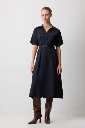 SHORT SLEEVE MODAL SHIRT DRESS