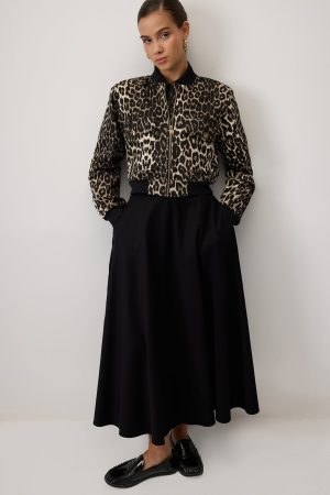 LEOPARD PATTERNED SHORT GABARDINE JACKET