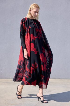 FLOWER PATTERNED CHIFFON DRESS