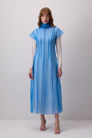 KNIT DRESS WITH ORGANZA OVERLAY DRESS